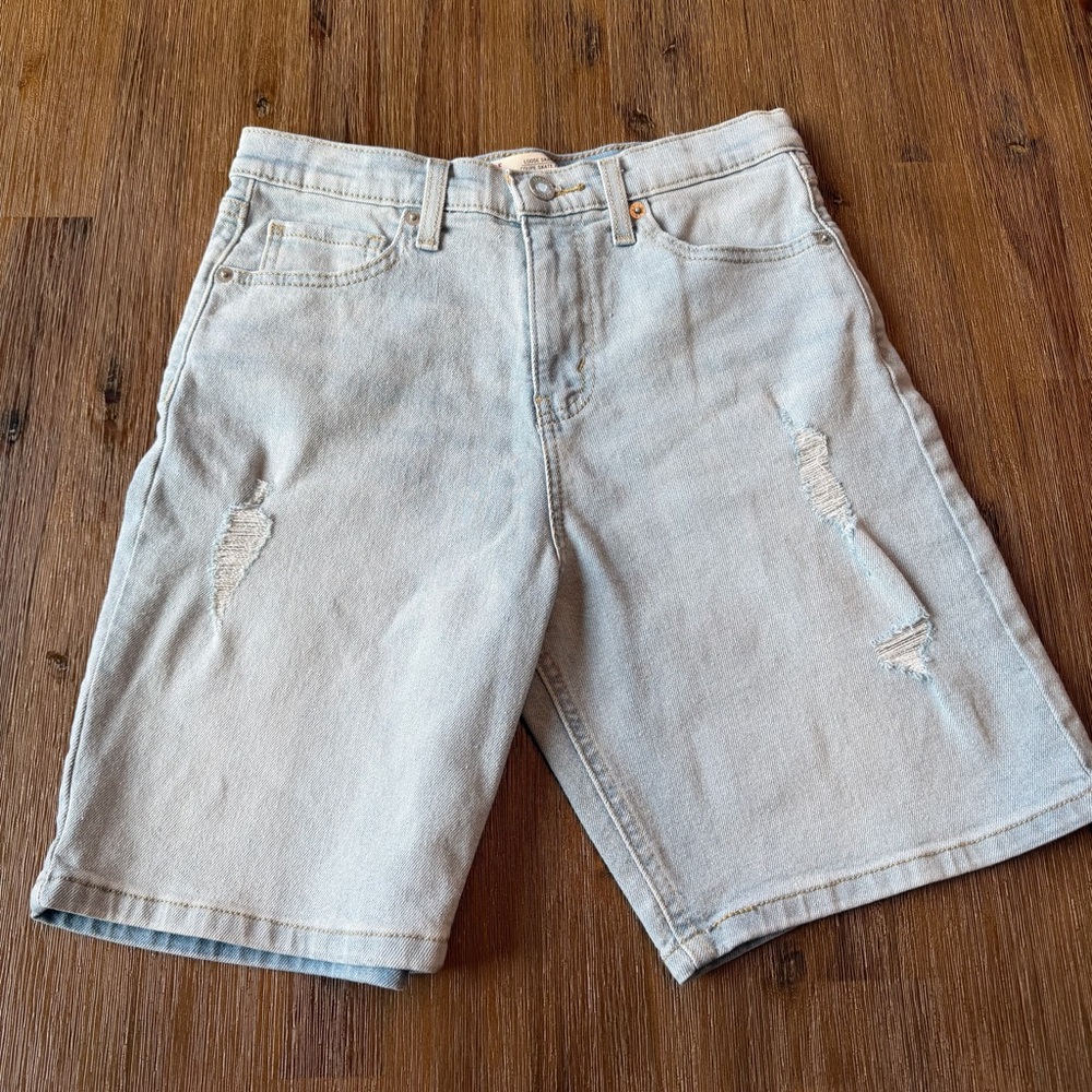 3/20$ Signature by Levi Strauss kids loose skate denim jean shorts size 14